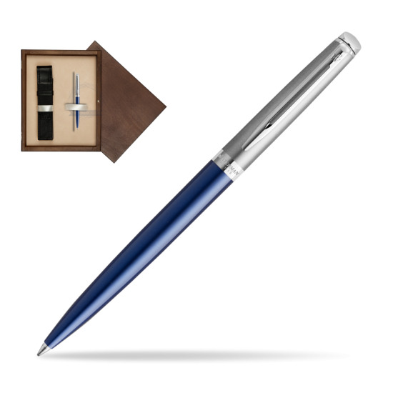 Długopis Waterman Hemisphere Essential Metaliczna Niebieska CT w pudełku drewnianym Wenge Single Ecru