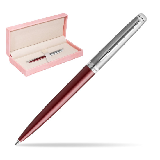 Długopis Waterman Hemisphere Essential Metaliczna Czerwona CT w różowym pudełku zamszowym