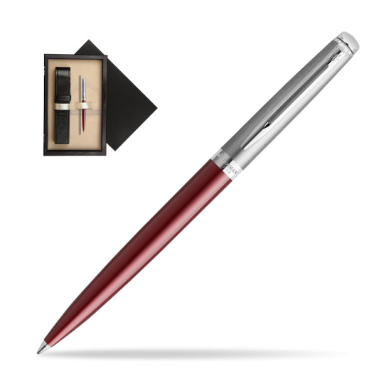 Długopis Waterman Hemisphere Essential Metaliczna Czerwona CT w pudełku drewnianym Czerń Single Ecru