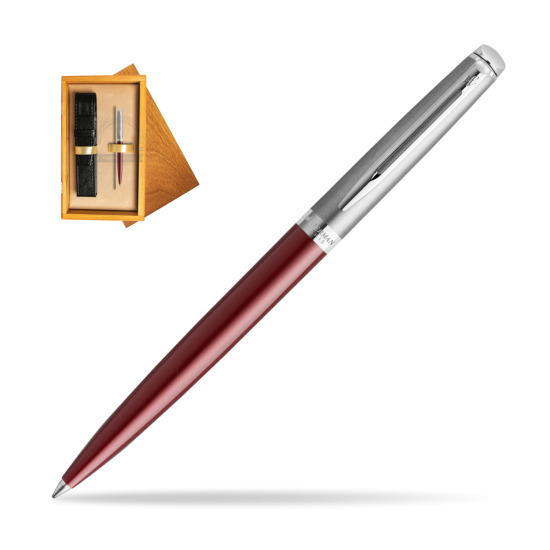 Długopis Waterman Hemisphere Essential Metaliczna Czerwona CT w pudełku drewnianym Honey Single Ecru
