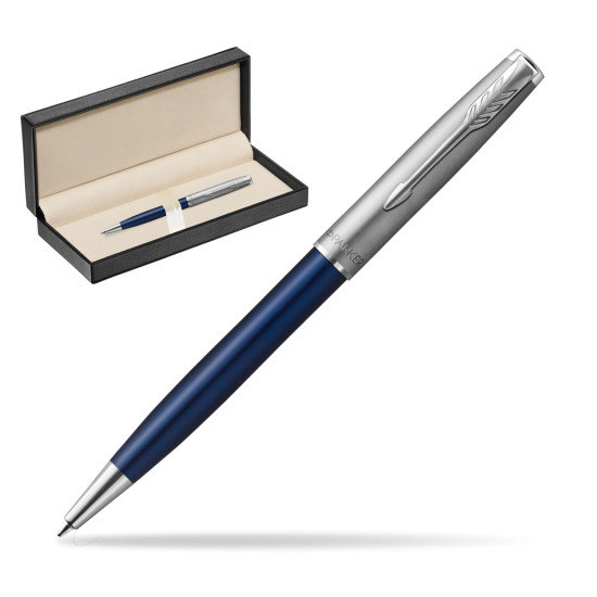 Długopis Parker Sonnet Sand Blasted Metal Blue CT w pudełku classic pure black