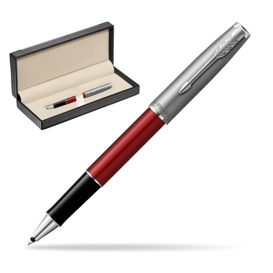 Pióro kulkowe Parker Sonnet Sand Blasted Metal Red CT w pudełku classic black