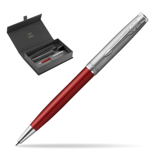 Długopis Parker Sonnet Sand Blasted Metal Red CT w oryginalnym pudełku Parker, wsuwane etui