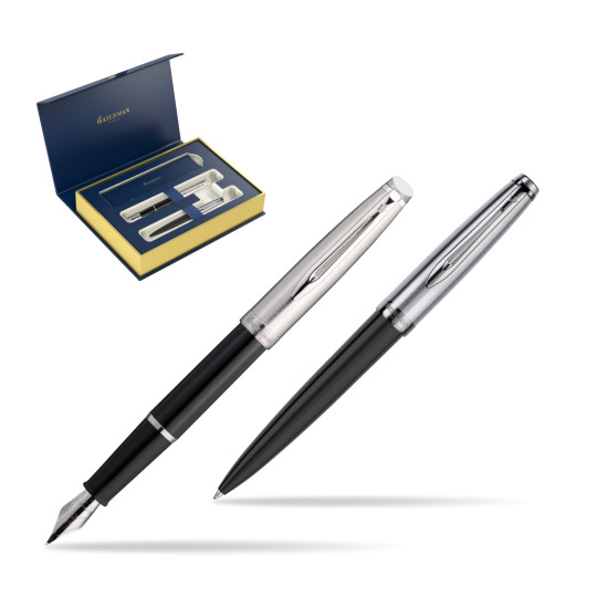 Zestaw prezentowy pióro wieczne +długopis Waterman Embleme Core Czarny 