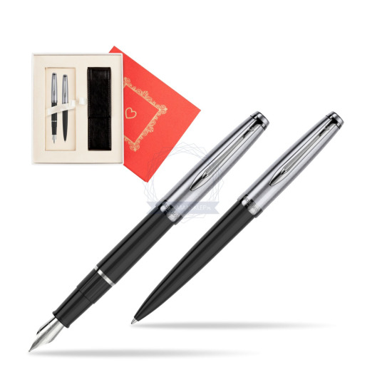 Zestaw prezentowy pióro wieczne +długopis Waterman Embleme Core Czarny w pudełku Czerwień Od Serca