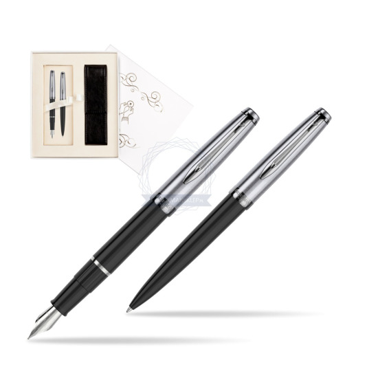 Zestaw prezentowy pióro wieczne +długopis Waterman Embleme Core Czarny w pudełku Pamiątka I Komunii