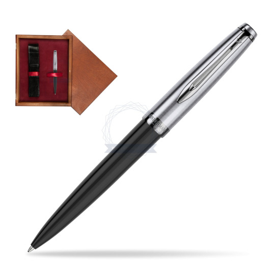 Długopis Waterman Embleme Core Czarny w pudełku drewnianym Mahoń Single Bordo