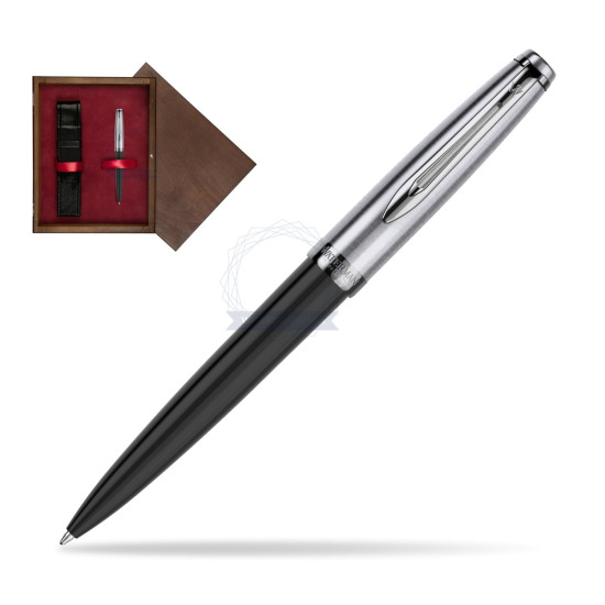 Długopis Waterman Embleme Core Czarny w pudełku drewnianym Wenge Single Bordo