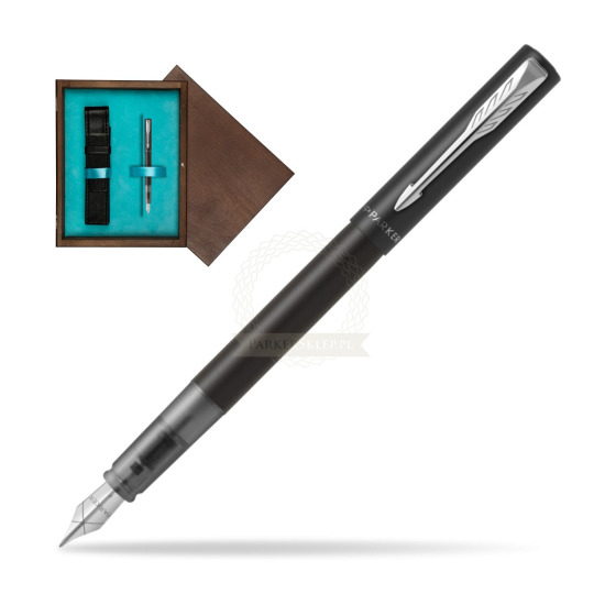 Pióro wieczne Parker Vector XL Black w pudełku drewnianym Wenge Single Turkus