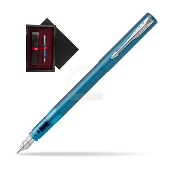 Pióro wieczne Parker Vector XL Teal w pudełku drewnianym Czerń Single Bordo