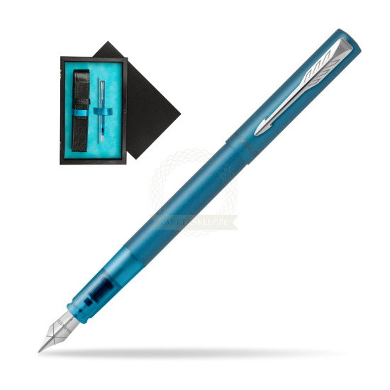 Pióro wieczne Parker Vector XL Teal w pudełku drewnianym Czerń Single Turkus