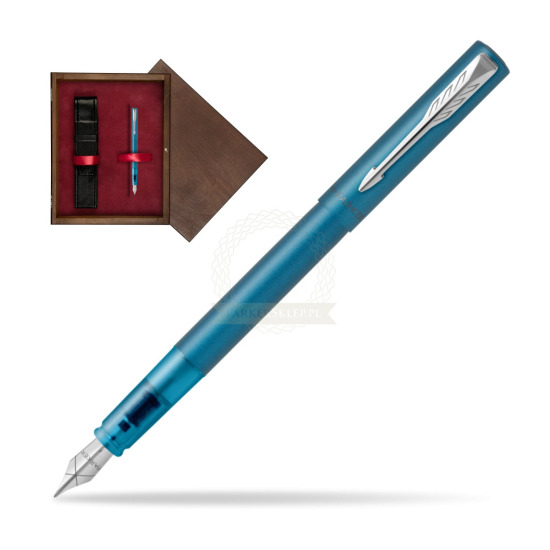 Pióro wieczne Parker Vector XL Teal w pudełku drewnianym Wenge Single Bordo