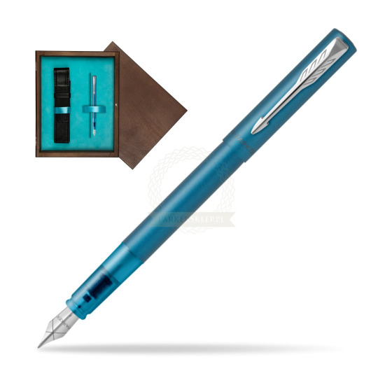 Pióro wieczne Parker Vector XL Teal w pudełku drewnianym Wenge Single Turkus