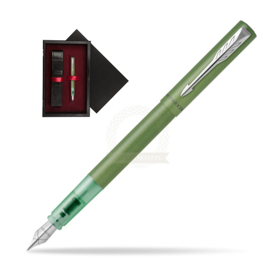 Pióro wieczne Parker Vector XL Green w pudełku drewnianym Czerń Single Bordo