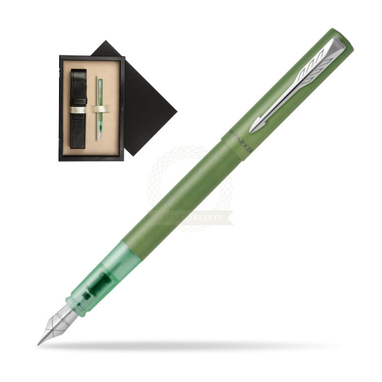 Pióro wieczne Parker Vector XL Green w pudełku drewnianym Czerń Single Ecru