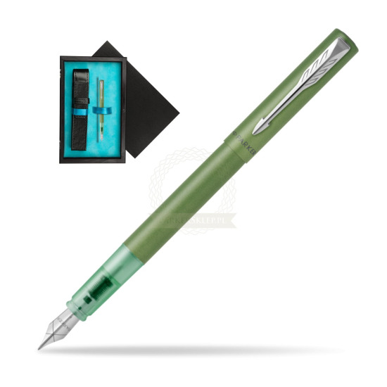 Pióro wieczne Parker Vector XL Green w pudełku drewnianym Czerń Single Turkus