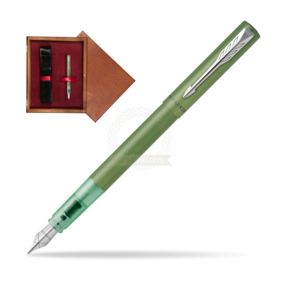 Pióro wieczne Parker Vector XL Green w pudełku drewnianym Mahoń Single Bordo