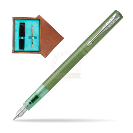 Pióro wieczne Parker Vector XL Green w pudełku drewnianym Mahoń Single Turkus