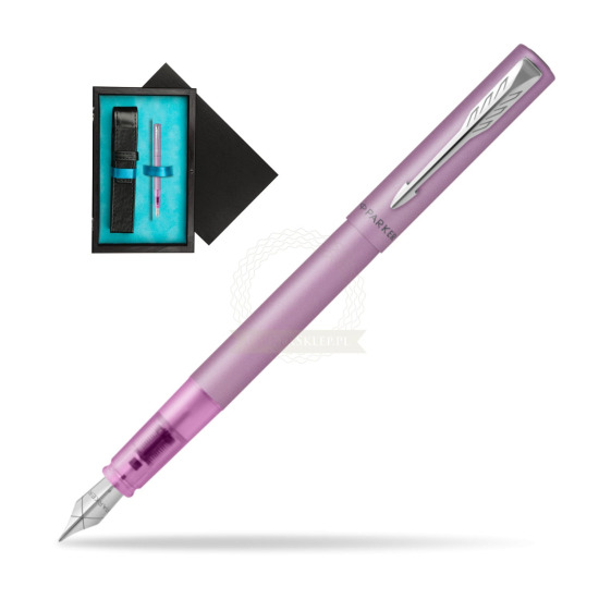 Pióro wieczne Parker Vector XL Lilac w pudełku drewnianym Czerń Single Turkus