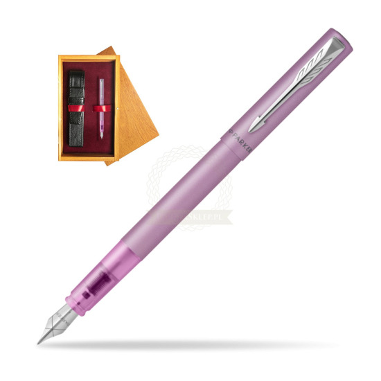 Pióro wieczne Parker Vector XL Lilac w pudełku drewnianym Honey Single Bordo