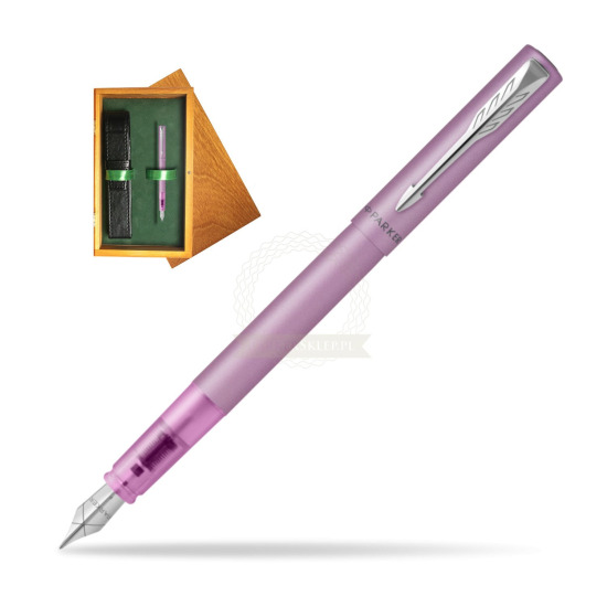 Pióro wieczne Parker Vector XL Lilac w pudełku drewnianym Honey Single Zieleń