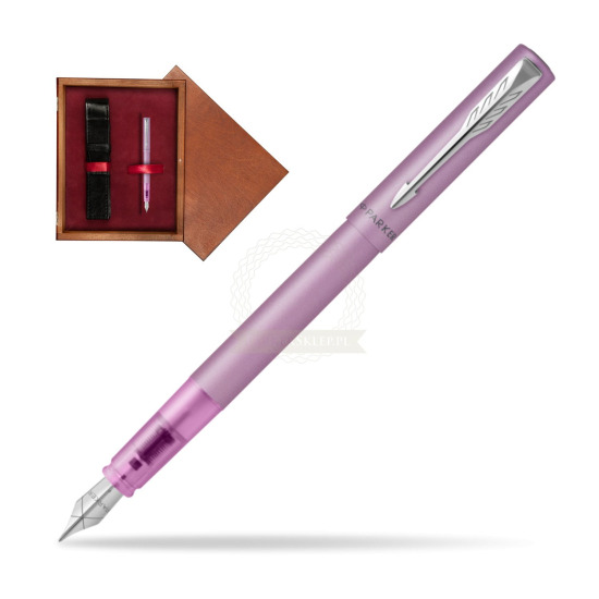 Pióro wieczne Parker Vector XL Lilac w pudełku drewnianym Mahoń Single Bordo