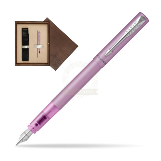 Pióro wieczne Parker Vector XL Lilac w pudełku drewnianym Wenge Single Ecru