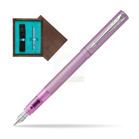 Pióro wieczne Parker Vector XL Lilac w pudełku drewnianym Wenge Single Turkus