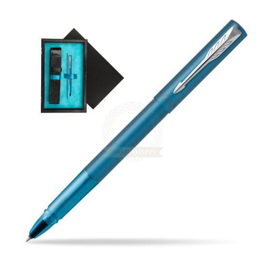 Pióro kulkowe Parker Vector XL Teal w pudełku drewnianym Czerń Single Turkus