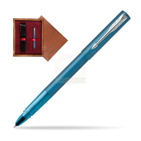 Pióro kulkowe Parker Vector XL Teal w pudełku drewnianym Mahoń Single Bordo