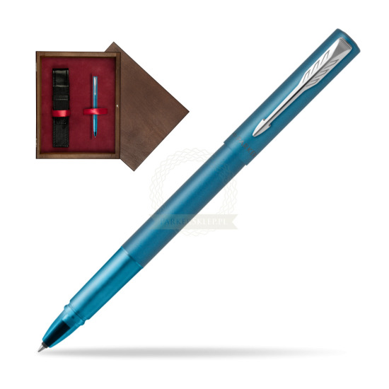 Pióro kulkowe Parker Vector XL Teal w pudełku drewnianym Wenge Single Bordo