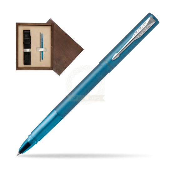 Pióro kulkowe Parker Vector XL Teal w pudełku drewnianym Wenge Single Ecru