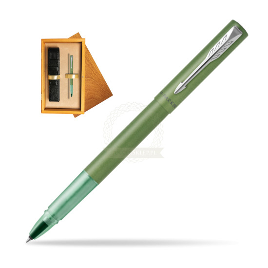 Pióro kulkowe Parker Vector XL Green w pudełku drewnianym Honey Single Ecru