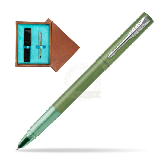 Pióro kulkowe Parker Vector XL Green w pudełku drewnianym Mahoń Single Turkus