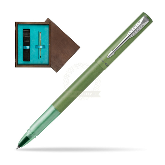 Pióro kulkowe Parker Vector XL Green w pudełku drewnianym Wenge Single Turkus