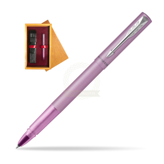 Pióro kulkowe Parker Vector XL Lilac w pudełku drewnianym Honey Single Bordo