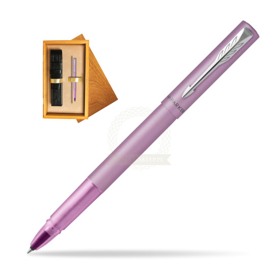 Pióro kulkowe Parker Vector XL Lilac w pudełku drewnianym Honey Single Ecru