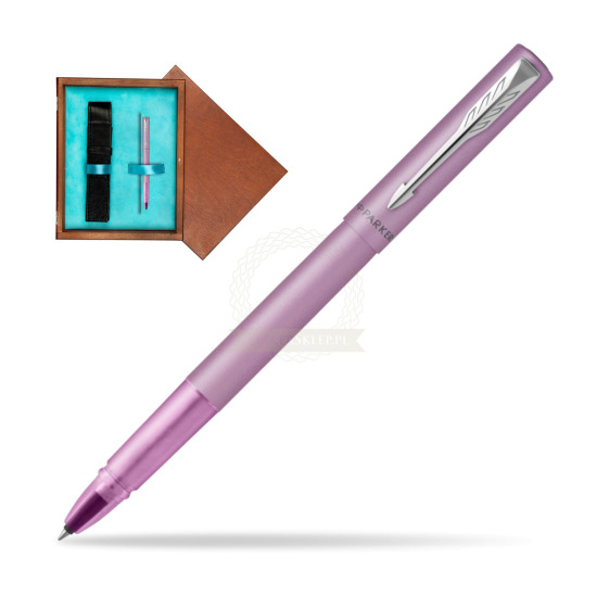 Pióro kulkowe Parker Vector XL Lilac w pudełku drewnianym Mahoń Single Turkus