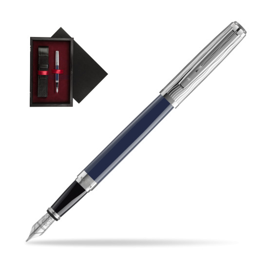 Pióro wieczne Waterman EXCEPTION L'ESSENCE DU BLUE CT w pudełku drewnianym Czerń Single Bordo