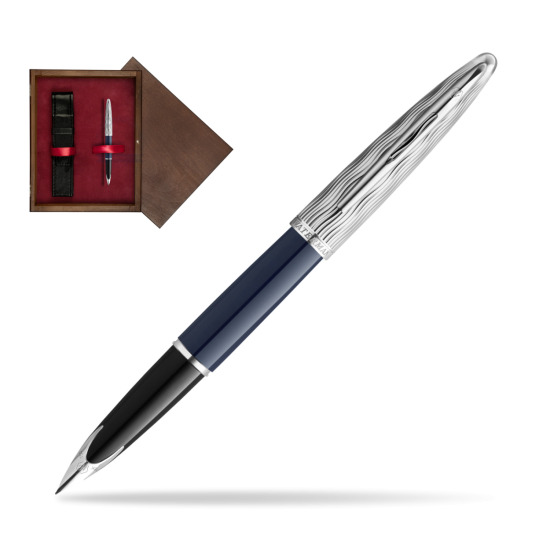 Pióro wieczne Waterman CARÈNE L'ESSENCE DU BLUE CT w pudełku drewnianym Wenge Single Bordo