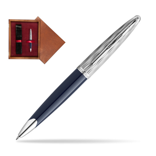 Długopis Waterman CARÈNE L'ESSENCE DU BLUE CT w pudełku drewnianym Mahoń Single Bordo