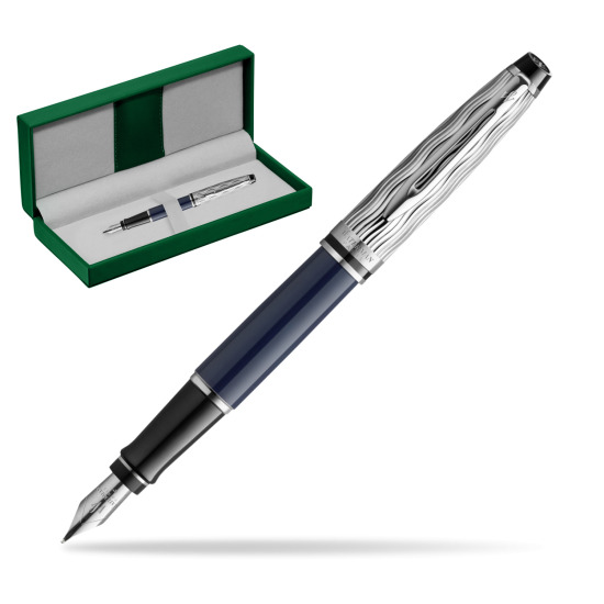 Pióro wieczne Waterman EXPERT L'ESSENCE DU BLUE CT w zielonym pudełku skórzanym