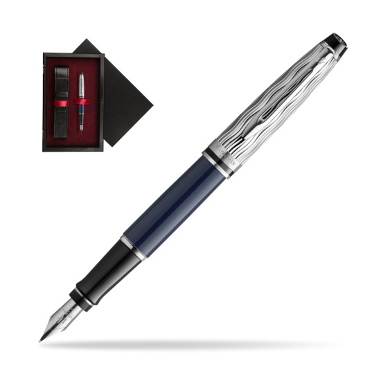 Pióro wieczne Waterman EXPERT L'ESSENCE DU BLUE CT w pudełku drewnianym Czerń Single Bordo