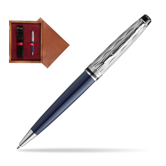 Długopis Waterman Expert L'ESSENCE DU BLUE CT w pudełku drewnianym Mahoń Single Bordo