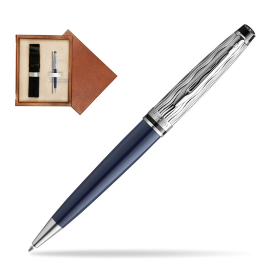 Długopis Waterman Expert L'ESSENCE DU BLUE CT w pudełku drewnianym Mahoń Single Ecru