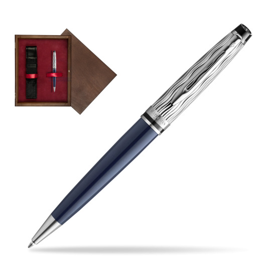 Długopis Waterman Expert L'ESSENCE DU BLUE CT w pudełku drewnianym Wenge Single Bordo