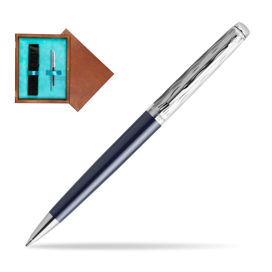 Długopis  Waterman HÉMISPHÈRE L'ESSENCE DU BLUE CT w pudełku drewnianym Mahoń Single Turkus