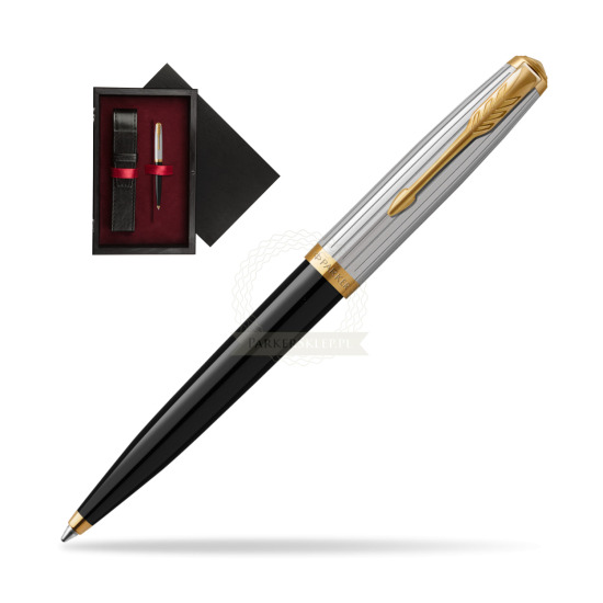 Długopis Parker 51 PREMIUM BLACK GT w pudełku drewnianym Czerń Single Bordo