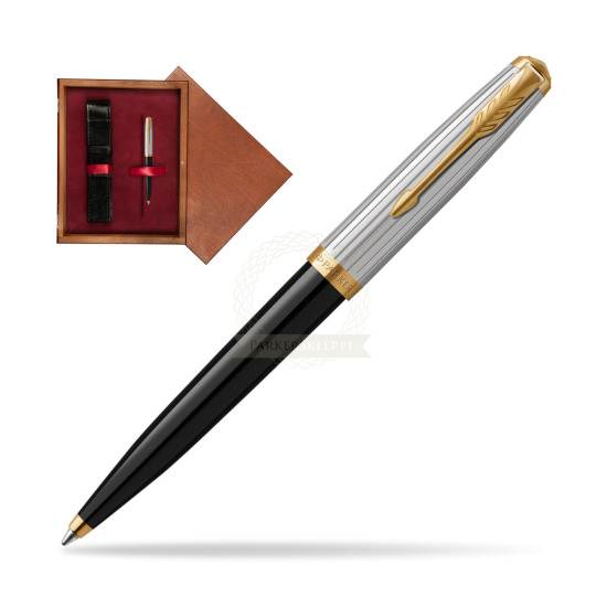 Długopis Parker 51 PREMIUM BLACK GT w pudełku drewnianym Mahoń Single Bordo