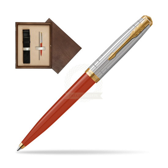 Długopis Parker 51 PREMIUM REGE RED GT w pudełku drewnianym Wenge Single Ecru